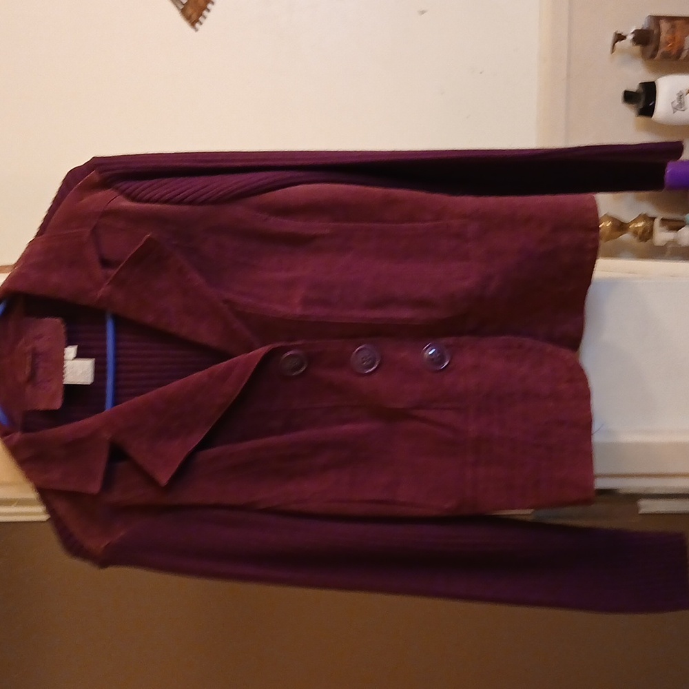 AMI Suede/sweater Burgundy Button-Up Blazer/jacket.‎ Vintage, Womens Sz.M